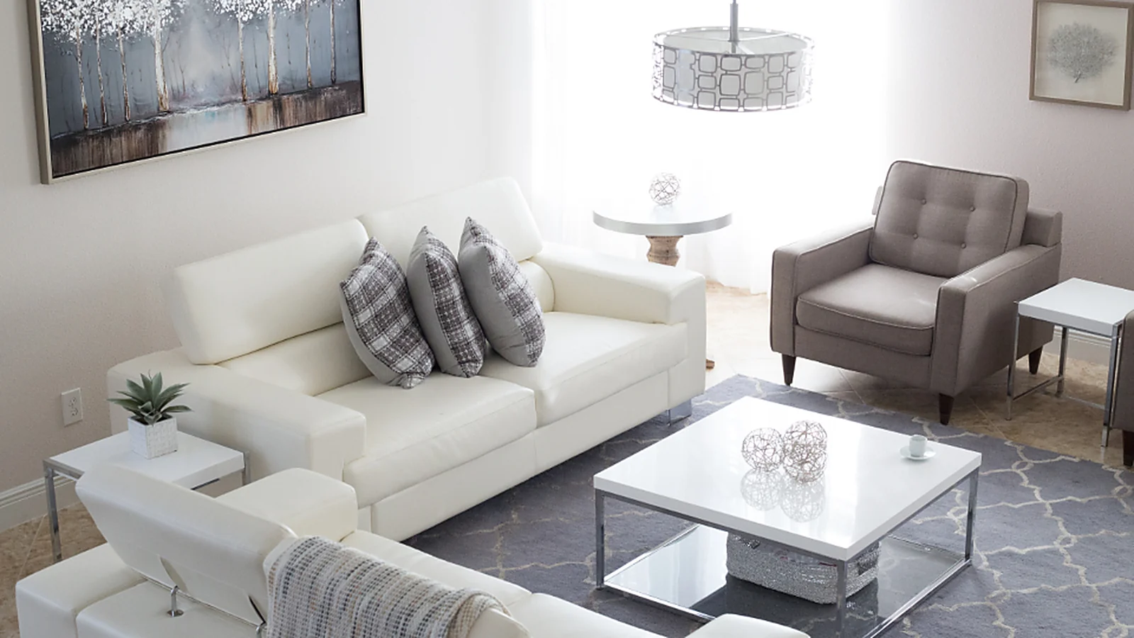 A bright, freshly cleaned living room